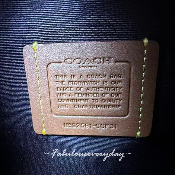 Coach Mini Rowan Crossbody Bag Sig Canvas With Floral Print CCF31 Walnut/Yellow - Picture 9 of 9